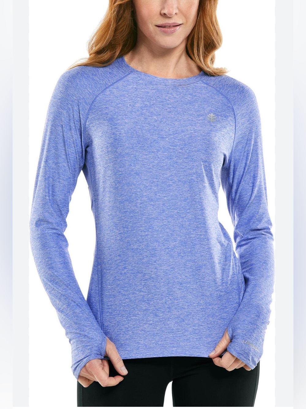 Coolibar devi long sleeve fitness shirt blue UPF 50+ size small